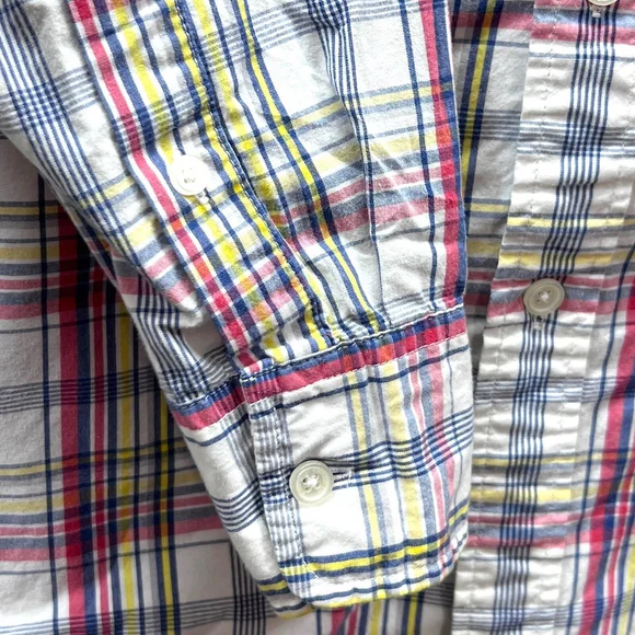 American Eagle Mens Vintage Fit Mens Button Up Shirt Plaid Red Blue White Medium - Picture 4 of 7